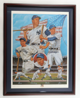 Joe DiMaggio Signed LE Custom Framed Joseph Catalono Vintage Art Print Display with Yakkes USA Emblem #942/950 (JSA) at PristineAuction.com