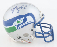 Steve Largent Signed Seahawks Throwback Mini Helmet Inscribed "HOF '95" (Largent) at PristineAuction.com