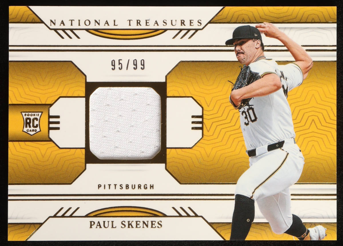 Paul Skenes 2024 Panini National Treasures Game Gear Swatches #20 #95/99 RC at PristineAuction.com Paul Skenes 2024 Panini National Treasures Game Gear Swatches #20 #95/99 RC at PristineAuction.com