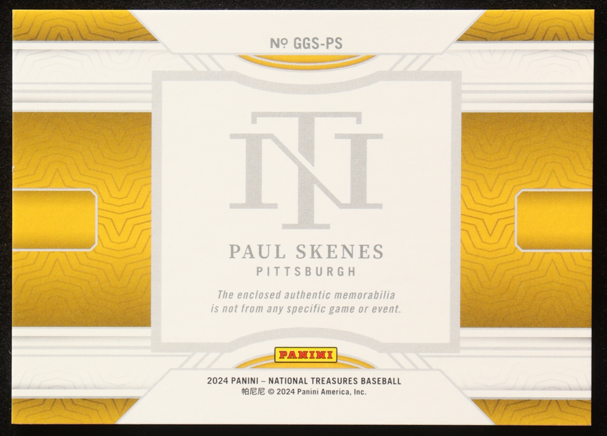 Paul Skenes 2024 Panini National Treasures Game Gear Swatches #20 #95/99 RC at PristineAuction.com Paul Skenes 2024 Panini National Treasures Game Gear Swatches #20 #95/99 RC at PristineAuction.com
