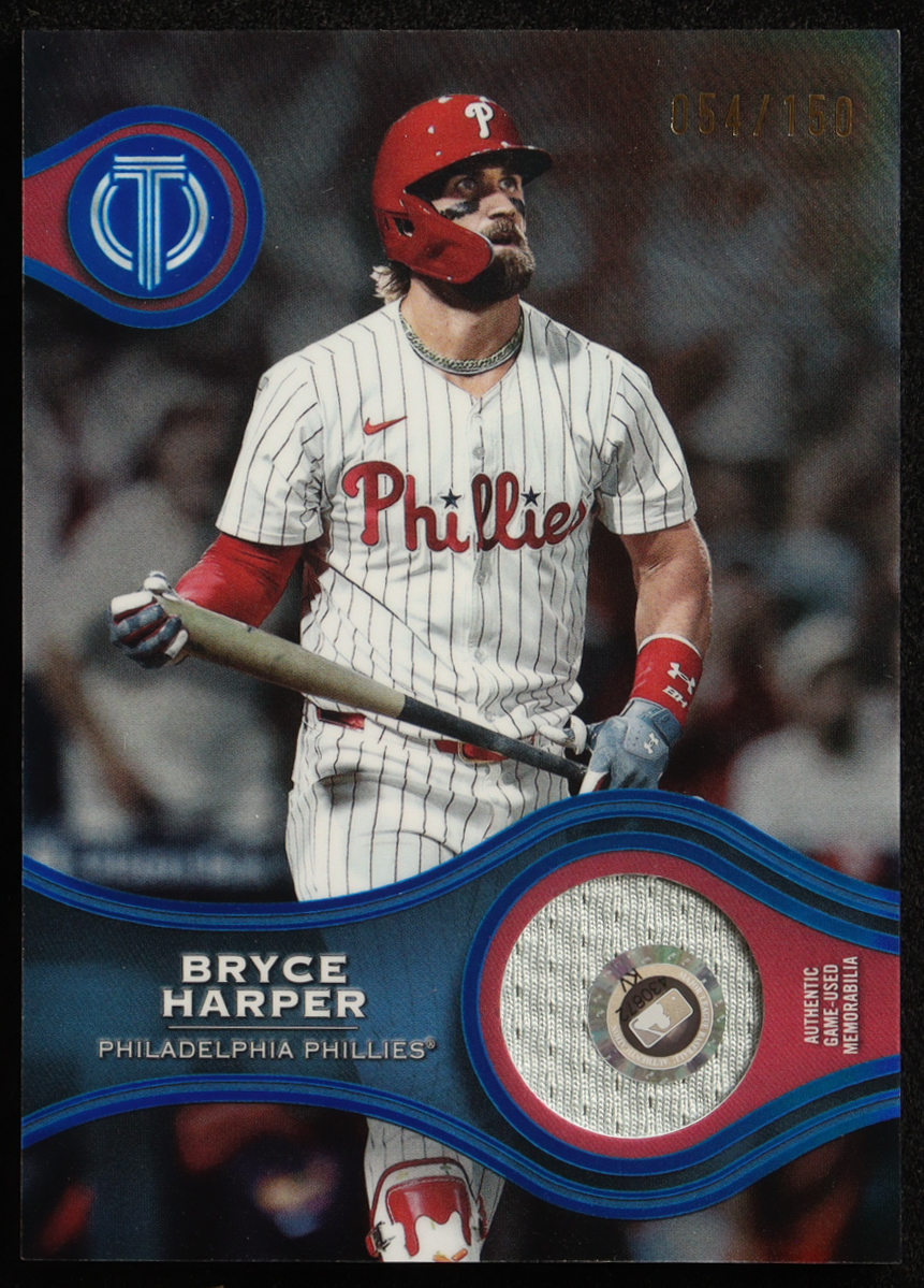 Bryce Harper 2025 Topps Tribute Stamp of Approval Relics Blue #SOABH #054/150 at PristineAuction.com Bryce Harper 2025 Topps Tribute Stamp of Approval Relics Blue #SOABH #054/150 at PristineAuction.com
