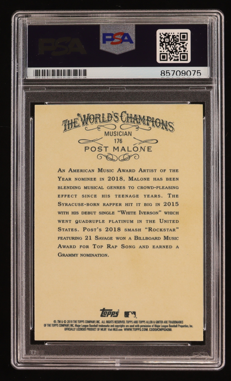 Post Malone Signed 2019 Topps Allen & Ginter #178 (PSA) at PristineAuction.com Post Malone Signed 2019 Topps Allen & Ginter #178 (PSA) at PristineAuction.com