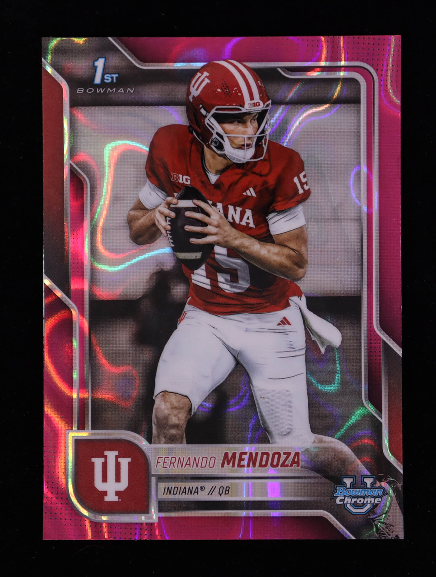 Fernando Mendoza 2025 Bowman Chrome University Pink Lava Refractors #109 RC at PristineAuction.com Fernando Mendoza 2025 Bowman Chrome University Pink Lava Refractors #109 RC at PristineAuction.com