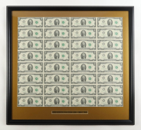 2013 U.S. $2 Dollar Bill Custom Framed Uncut Sheet Of (32) Bills at PristineAuction.com