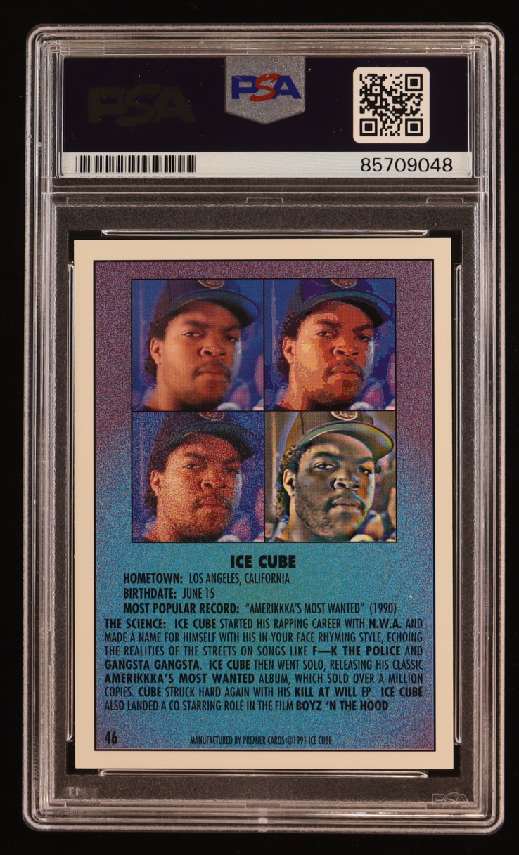 Ice Cube Signed 1991 Premier The Rap Pack #46 (PSA) at PristineAuction.com Ice Cube Signed 1991 Premier The Rap Pack #46 (PSA) at PristineAuction.com