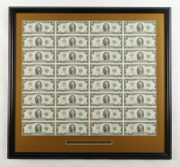 2013 U.S. $2 Dollar Bill Custom Framed Uncut Sheet Of (32) Bills at PristineAuction.com