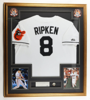 Cal Ripken Jr. Signed Custom Framed Cut Display with Jersey & Retirement Pin (PSA) at PristineAuction.com