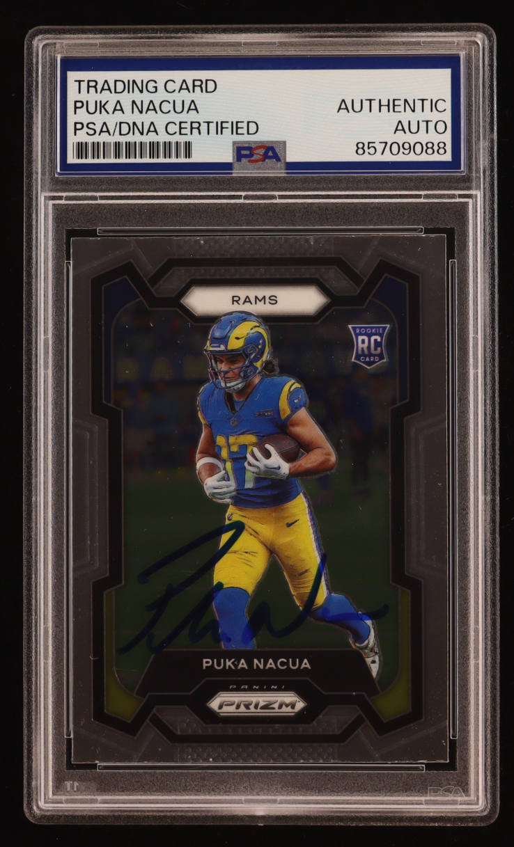Puka Nacua Signed 2023 Panini Prizm #357 RC (PSA) at PristineAuction.com Puka Nacua Signed 2023 Panini Prizm #357 RC (PSA) at PristineAuction.com