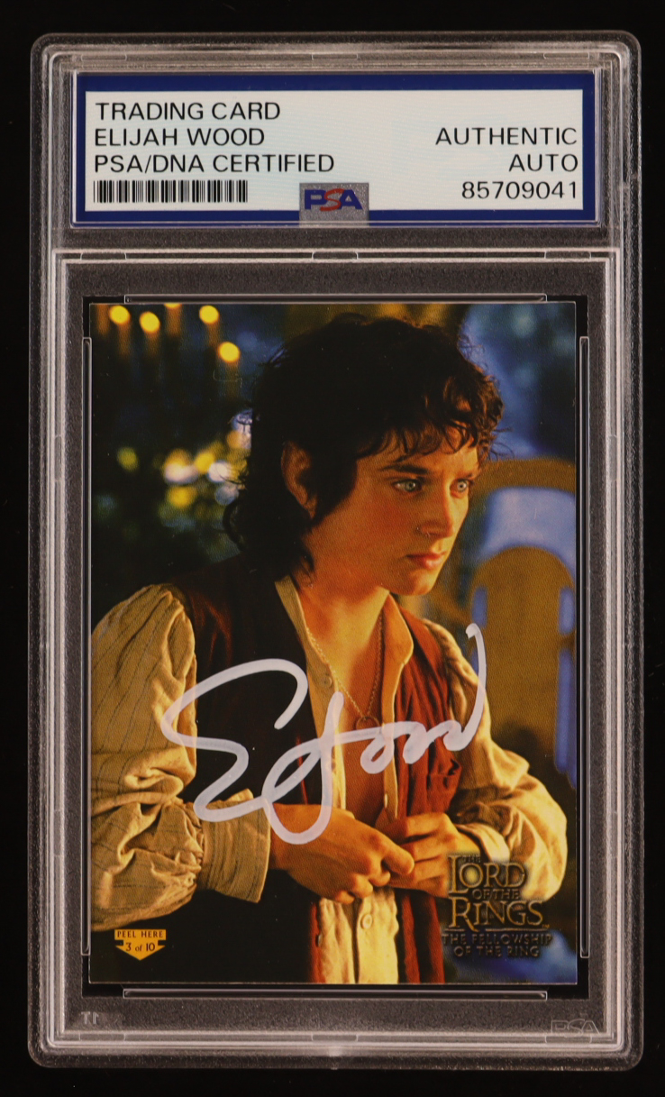 Elijah Wood Signed 2001 Topps Lord of the Rings The Fellowship of the Ring #3 (PSA) at PristineAuction.com Elijah Wood Signed 2001 Topps Lord of the Rings The Fellowship of the Ring #3 (PSA) at PristineAuction.com