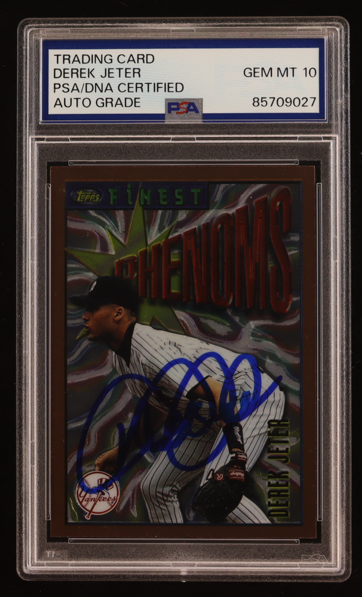 Derek Jeter Signed 1996 Topps Finest Phenoms #92 RC (PSA | Autograph Graded PSA 10) at PristineAuction.com Derek Jeter Signed 1996 Topps Finest Phenoms #92 RC (PSA | Autograph Graded PSA 10) at PristineAuction.com