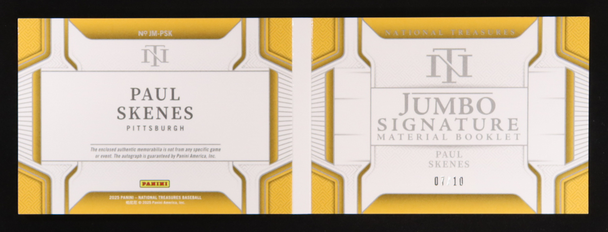 Paul Skenes 2025 Panini National Treasures Jumbo Material Signature Booklet Holo Gold #2 #07/10 at PristineAuction.com Paul Skenes 2025 Panini National Treasures Jumbo Material Signature Booklet Holo Gold #2 #07/10 at PristineAuction.com