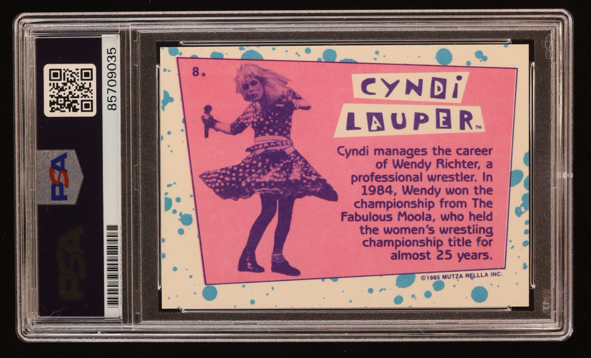 Cyndi Lauper Signed 1985 Mutza Rella Inc #8 (PSA) at PristineAuction.com Cyndi Lauper Signed 1985 Mutza Rella Inc #8 (PSA) at PristineAuction.com