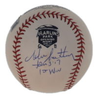 Mike Matheny Signed OML 2012 Marlins Opening Night Logo Baseball Inscribed "1st Win" (JSA & USA SM) at PristineAuction.com