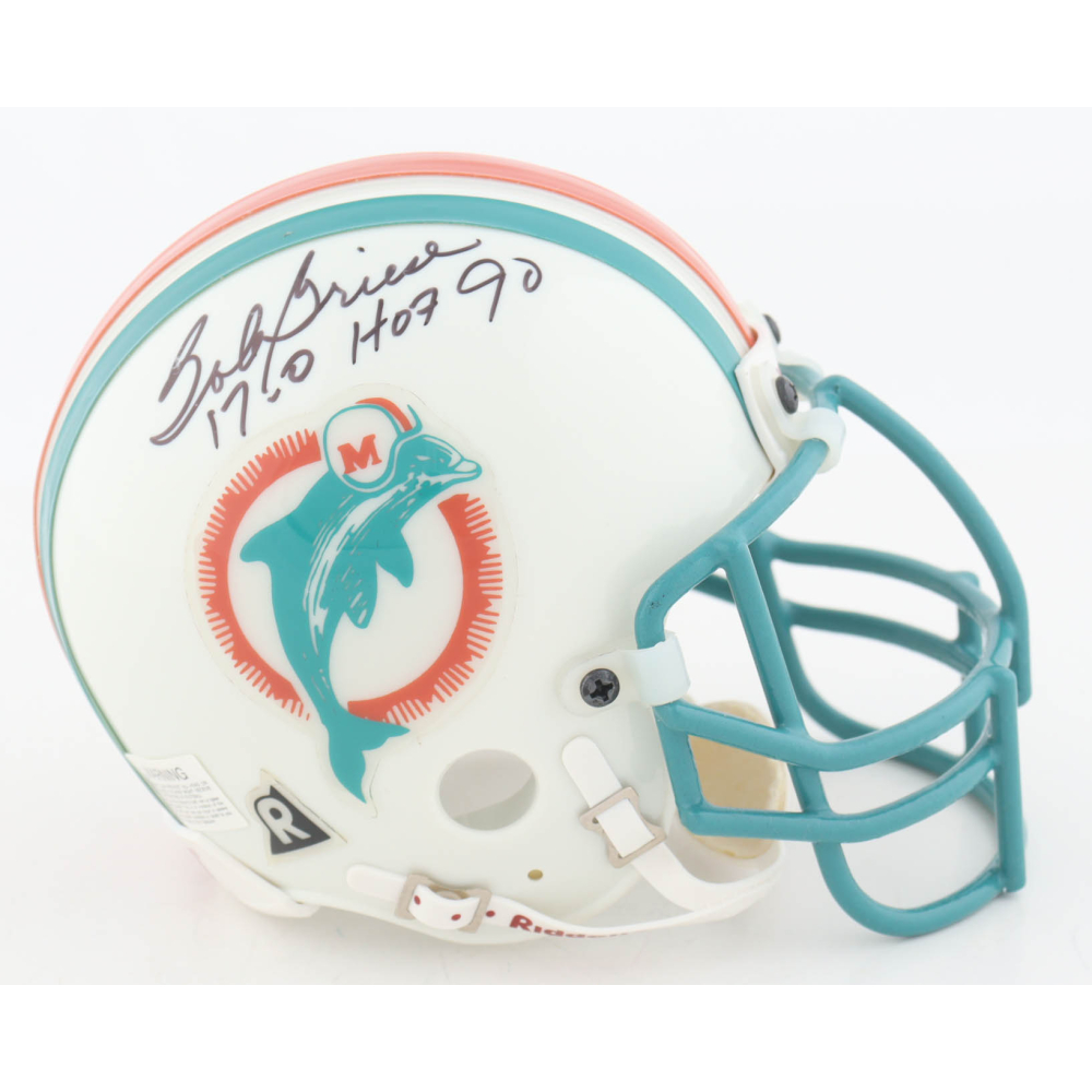 Bob Griese Signed Dolphins Throwback Mini Helmet Inscribed "17-0 HOF 90" (Creative Sports) at PristineAuction.com