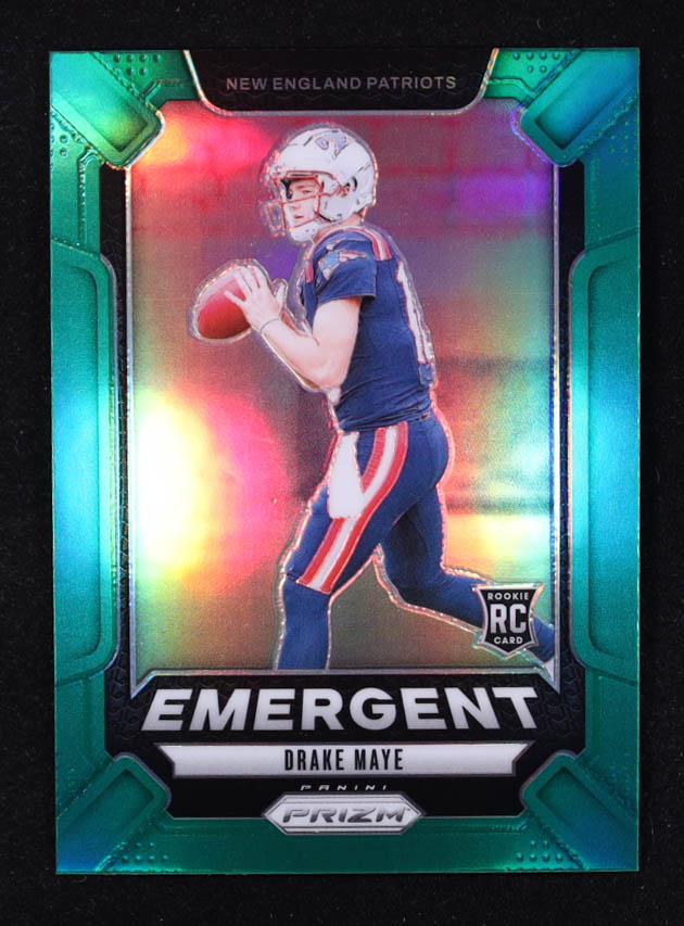 Drake Maye 2024 Panini Prizm Emergent Prizms Green #4 RC at PristineAuction.com Drake Maye 2024 Panini Prizm Emergent Prizms Green #4 RC at PristineAuction.com