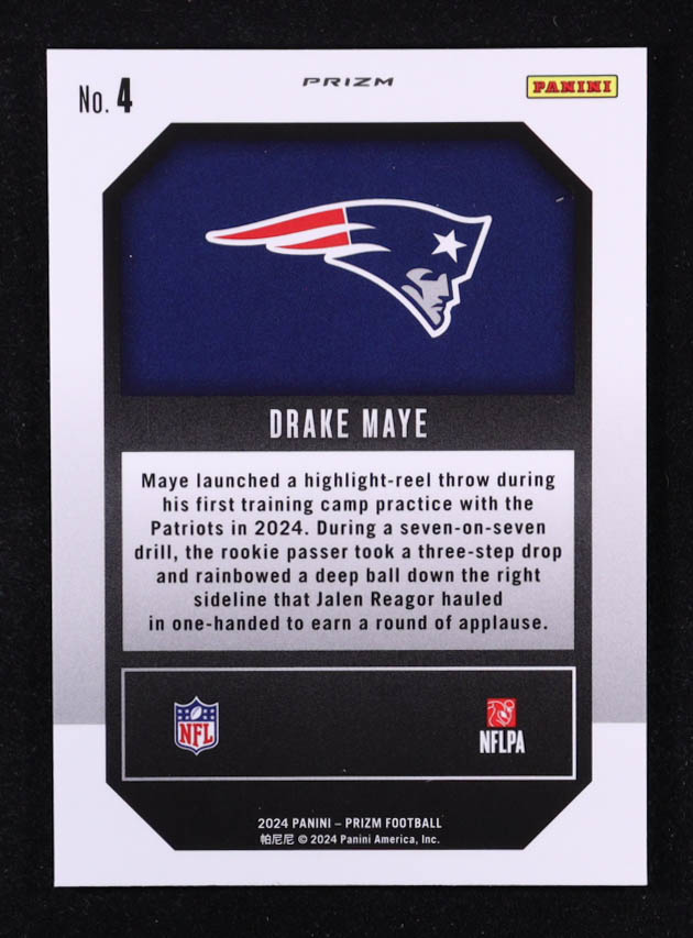 Drake Maye 2024 Panini Prizm Emergent Prizms Green #4 RC at PristineAuction.com Drake Maye 2024 Panini Prizm Emergent Prizms Green #4 RC at PristineAuction.com