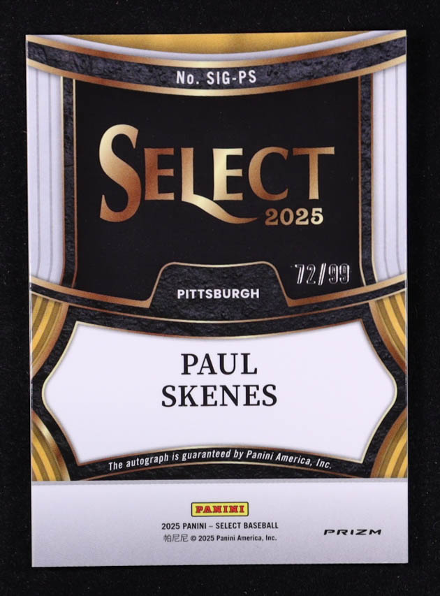 Paul Skenes 2025 Select Signatures Red Prizms #13 #72/99 at PristineAuction.com Paul Skenes 2025 Select Signatures Red Prizms #13 #72/99 at PristineAuction.com
