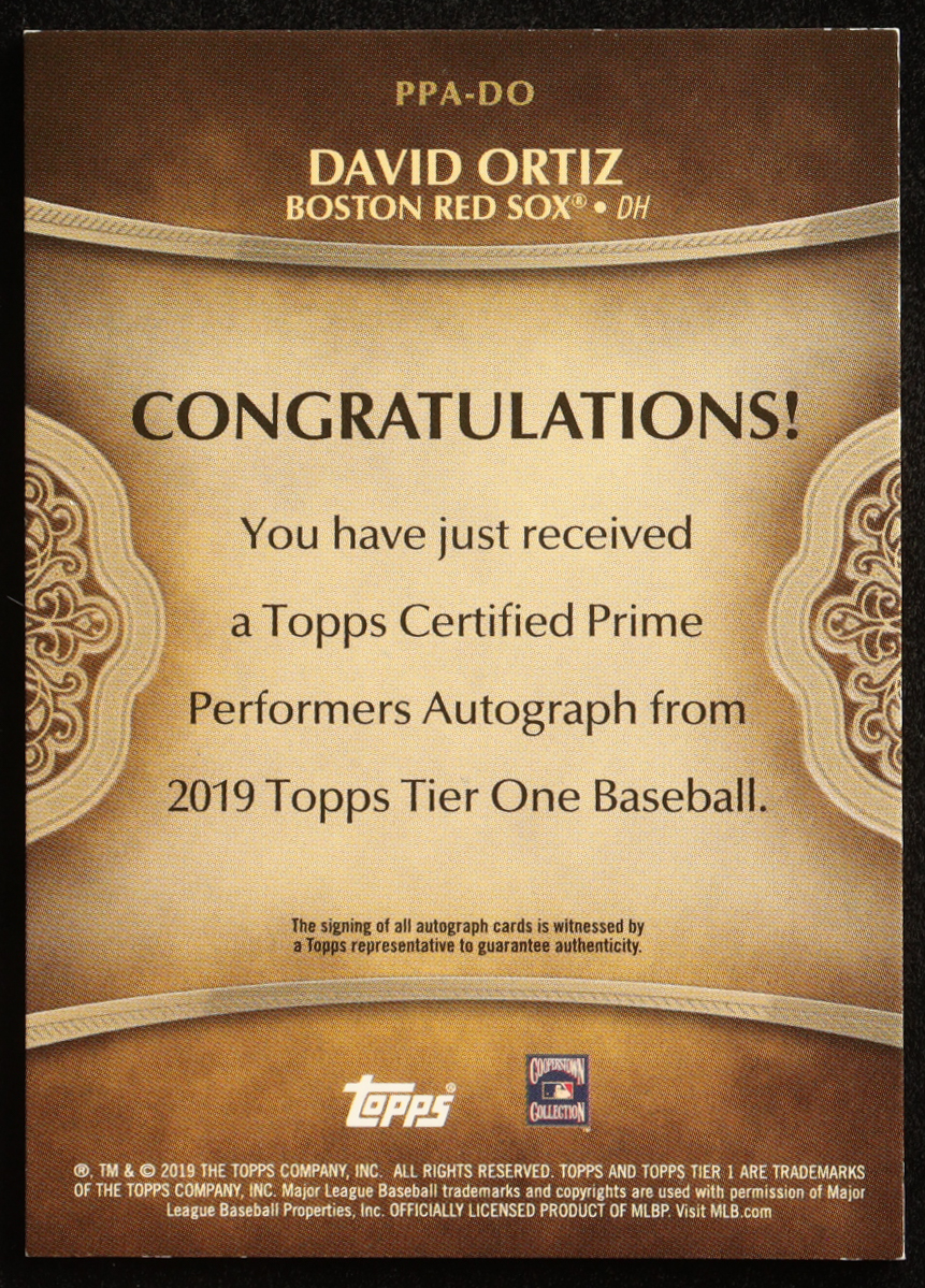 David Ortiz 2019 Topps Tier One Prime Performers Autographs #PPADO #49/50 at PristineAuction.com David Ortiz 2019 Topps Tier One Prime Performers Autographs #PPADO #49/50 at PristineAuction.com