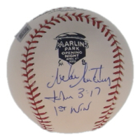 Mike Matheny Signed OML 2012 Marlins Opening Night Logo Baseball Inscribed "1st Win" (JSA & USA SM) at PristineAuction.com