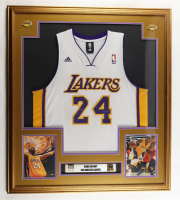 Kobe Bryant Custom Framed Adidas Lakers Authentic Jersey Display with (2) Lakers Emblems & (2) NBA Finals Pins at PristineAuction.com