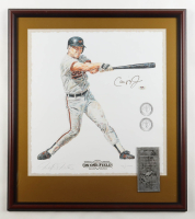 Cal Ripken Jr. Signed LE Bullion Graphics Custom Framed Michael Mellett Art Print Display with Pewter Game Ticket (PSA) at PristineAuction.com
