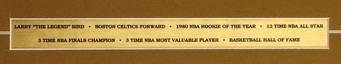 Larry Bird Signed 1988 Converse Living Legend In-Store Only Custom Framed Poster Display with Stat Plaque (PSA) at PristineAuction.com Larry Bird Signed 1988 Converse Living Legend In-Store Only Custom Framed Poster Display with Stat Plaque (PSA) at PristineAuction.com