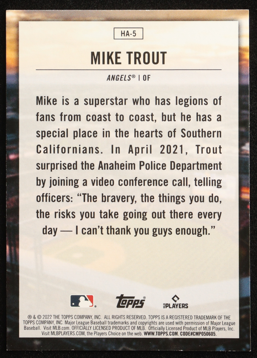 Mike Trout 2022 Topps Home Field Advantage #HA5 at PristineAuction.com Mike Trout 2022 Topps Home Field Advantage #HA5 at PristineAuction.com