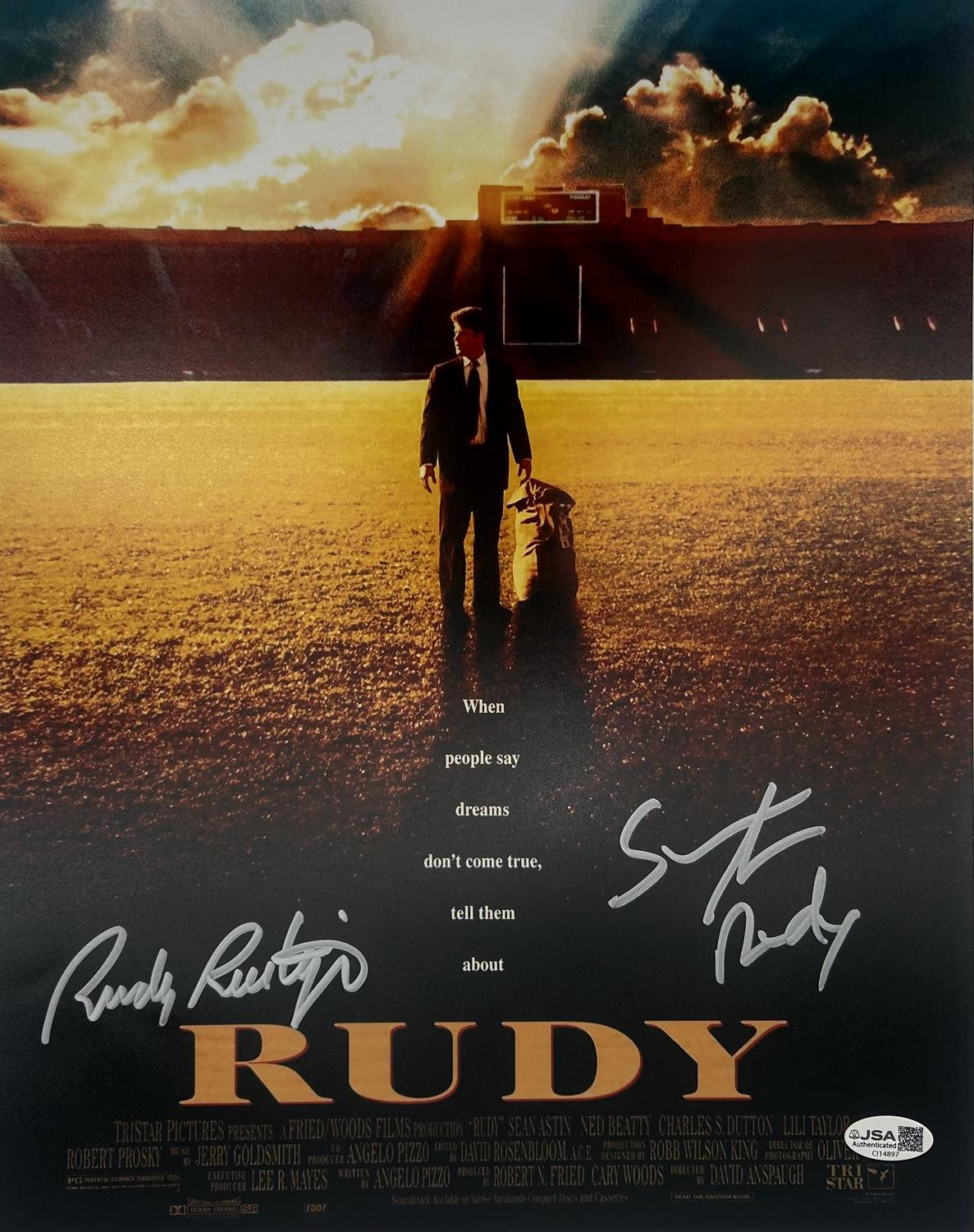 Rudy Ruettiger & Sean Astin Signed "Rudy" 11x14 Photo (JSA) at PristineAuction.com Rudy Ruettiger & Sean Astin Signed "Rudy" 11x14 Photo (JSA) at PristineAuction.com