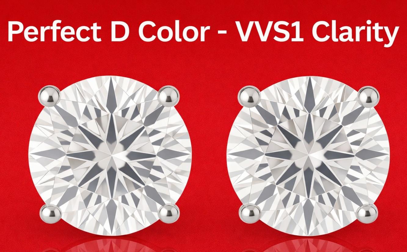 1.34 Carats Lab Grown Diamond Stud Earrings D, VVS2 | $2,600 Estimated Retail Value (UGL & IGI Certs) | Brand New at PristineAuction.com 1.34 Carats Lab Grown Diamond Stud Earrings D, VVS2 | $2,600 Estimated Retail Value (UGL & IGI Certs) | Brand New at PristineAuction.com
