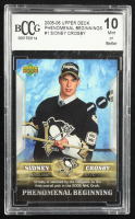 Sidney Crosby 2005-06 Upper Deck Phenomenal Beginnings #1 RC (BCCG 10) at PristineAuction.com