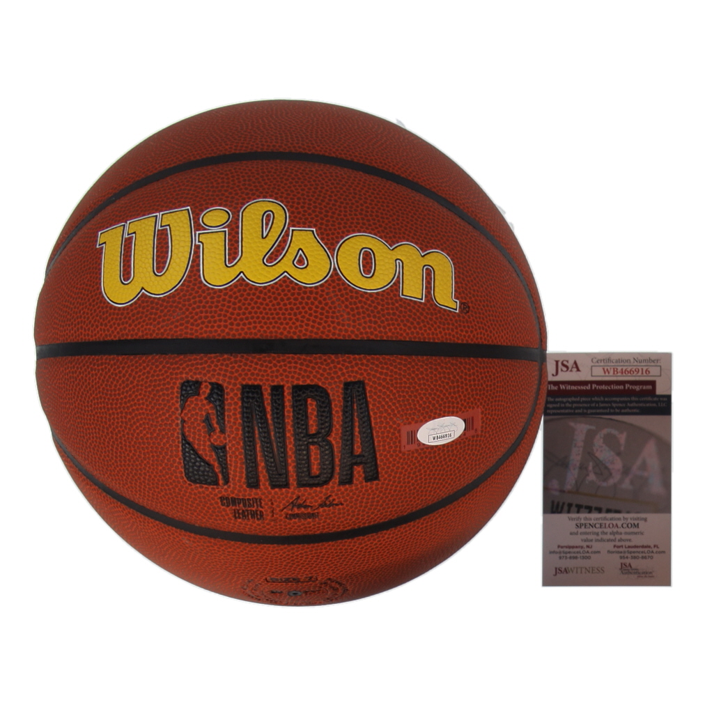Alex English & Fat Lever Signed Nuggets Logo Wilson Basketball Inscribed "HOF 97" (JSA) at PristineAuction.com Alex English & Fat Lever Signed Nuggets Logo Wilson Basketball Inscribed "HOF 97" (JSA) at PristineAuction.com