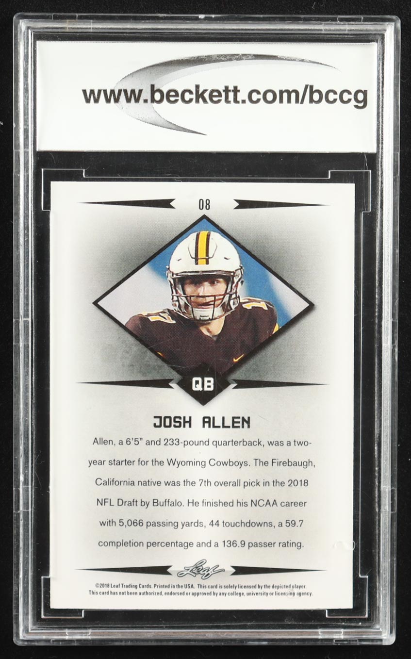 Josh Allen 2018 Leaf Rookie Star #08 RC (BCCG 10) at PristineAuction.com Josh Allen 2018 Leaf Rookie Star #08 RC (BCCG 10) at PristineAuction.com
