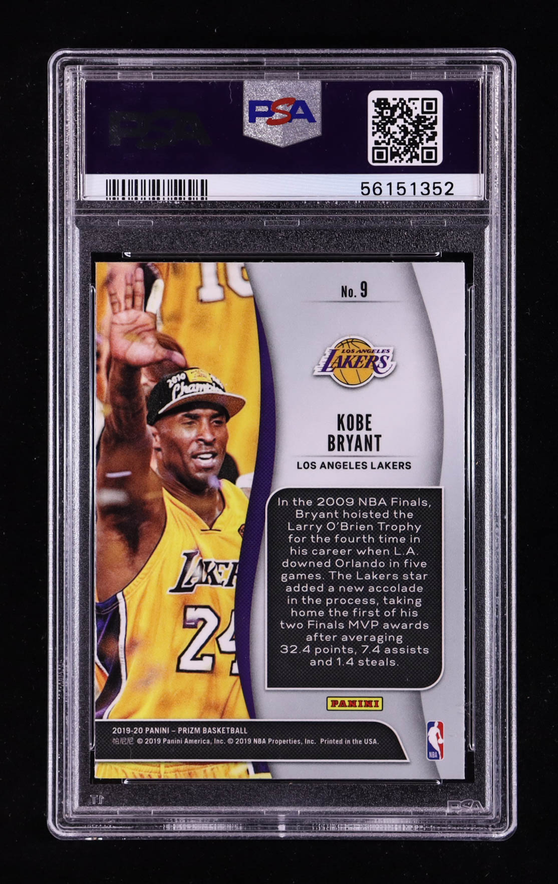 Kobe Bryant 2019-20 Panini Prizm NBA Finalists #9 (PSA 10) at PristineAuction.com Kobe Bryant 2019-20 Panini Prizm NBA Finalists #9 (PSA 10) at PristineAuction.com