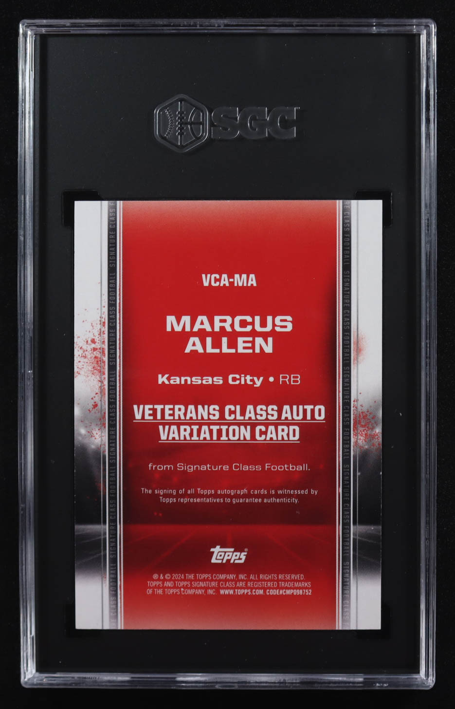 Marcus Allen 2024 Topps Signature Class Veterans Class Auto Red #VCA-MA #7/25 (SGC 9) at PristineAuction.com Marcus Allen 2024 Topps Signature Class Veterans Class Auto Red #VCA-MA #7/25 (SGC 9) at PristineAuction.com
