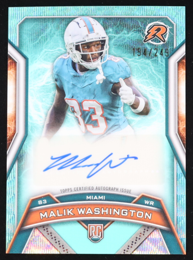 Malik Washington 2024 Topps Resurgence Resurgence Rookie Signatures Aqua Surge #RRSMW #154/249 RC at PristineAuction.com Malik Washington 2024 Topps Resurgence Resurgence Rookie Signatures Aqua Surge #RRSMW #154/249 RC at PristineAuction.com