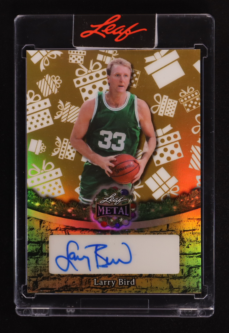 Larry Bird 2025 Leaf Metal Christmas Presents Autograph Prismatic Gold #BALB1 #1/1 at PristineAuction.com Larry Bird 2025 Leaf Metal Christmas Presents Autograph Prismatic Gold #BALB1 #1/1 at PristineAuction.com