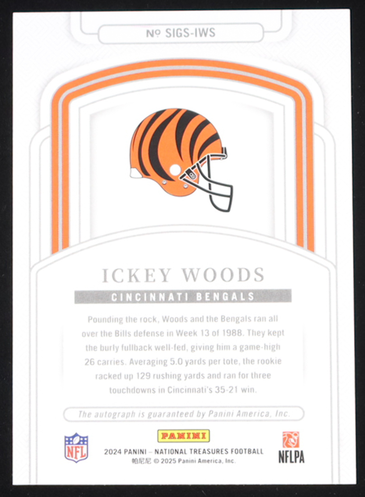 Ickey Woods 2024 Panini National Treasures Signatures #66 #04/99 at PristineAuction.com Ickey Woods 2024 Panini National Treasures Signatures #66 #04/99 at PristineAuction.com