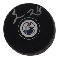 Zach Hyman Signed Oilers Logo Hockey Puck (JSA) at PristineAuction.com