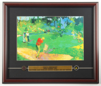 "Golf's Threesome" Custom Framed Leroy Neiman Art Print with Official Masters Pin & PGA Pin at PristineAuction.com