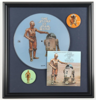 1977 "The Story of STAR WARS" Custom Framed Special Edition Photo Vinyl Record with (2) 1977 Lapel Pins at PristineAuction.com