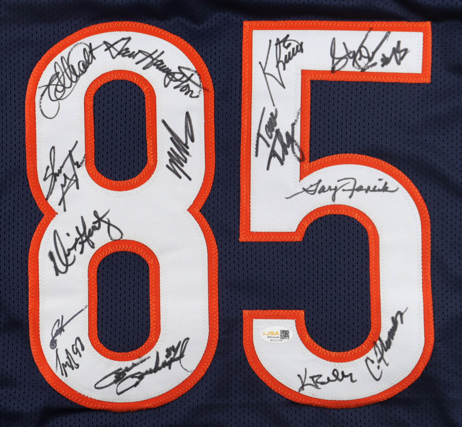 1985 Bears World Champions Highlights Jersey Team-Signed by (14) with Mike Singletary, Willlie Gault, Shaun Gayle, Stefan Humphries (JSA) at PristineAuction.com 1985 Bears World Champions Highlights Jersey Team-Signed by (14) with Mike Singletary, Willlie Gault, Shaun Gayle, Stefan Humphries (JSA) at PristineAuction.com