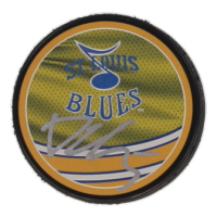 Dalibor Dvorsky Signed Blues Logo Hockey Puck (JSA) at PristineAuction.com