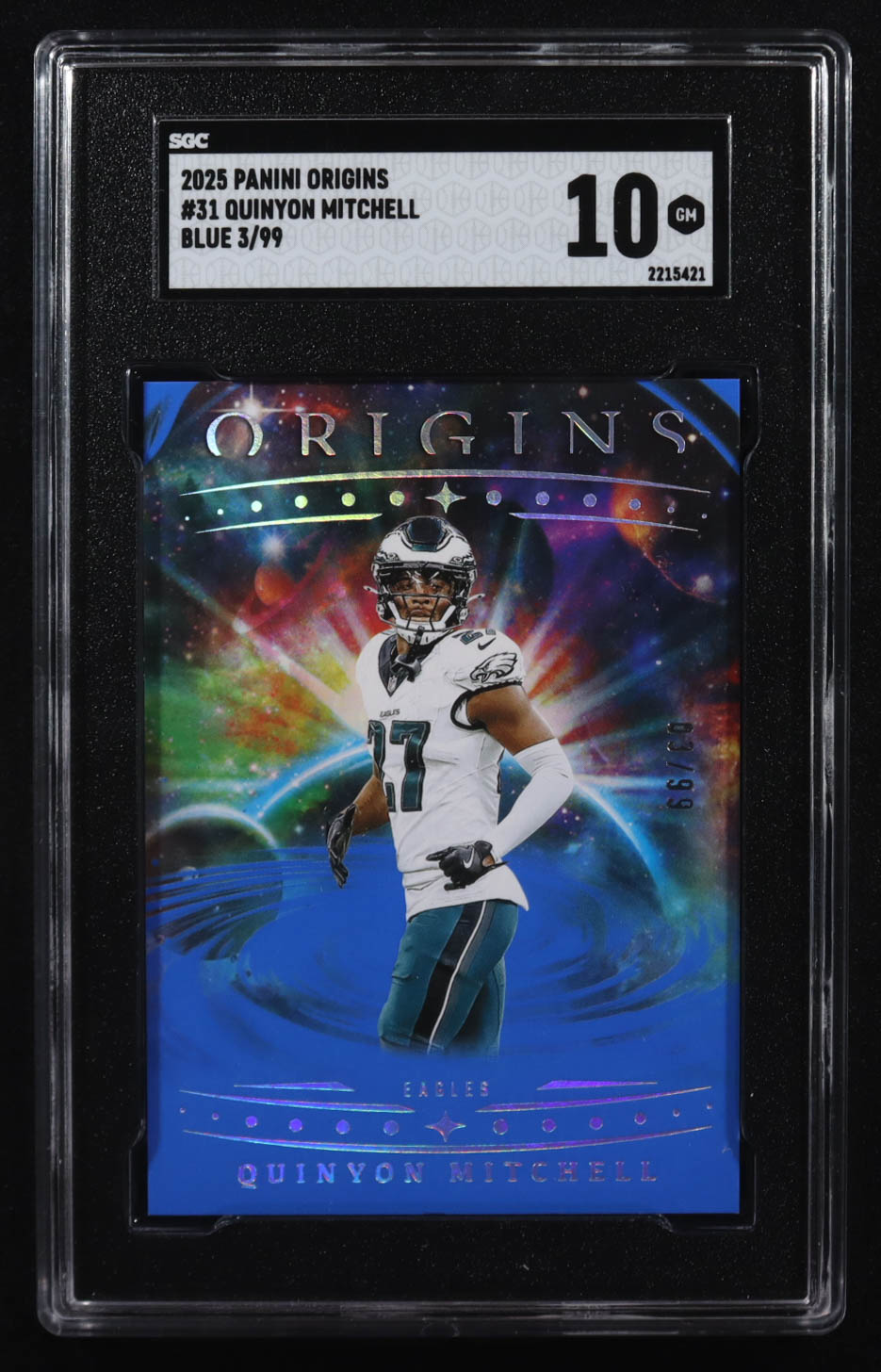 Quinyon Mitchell 2025 Panini Origins Blue #31 #3/99 (SGC 10) at PristineAuction.com Quinyon Mitchell 2025 Panini Origins Blue #31 #3/99 (SGC 10) at PristineAuction.com