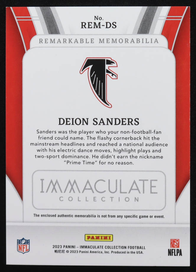 Deion Sanders 2023 Immaculate Collection Remarkable Memorabilia Gold #36 #3/10 at PristineAuction.com Deion Sanders 2023 Immaculate Collection Remarkable Memorabilia Gold #36 #3/10 at PristineAuction.com