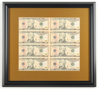 2009 U.S. $10 Dollar Bill Custom Framed Uncut Sheet Of (8) Bills at PristineAuction.com