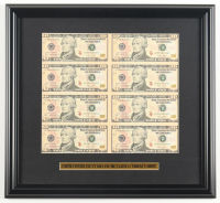 2009 U.S. $10 Dollar Bill Custom Framed Uncut Sheet Of (8) Bills at PristineAuction.com