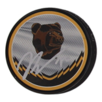 Joonas Korpisalo Signed Bruins Logo Hockey Puck (JSA) at PristineAuction.com