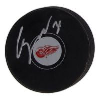 Chris Osgood Signed Red Wings Logo Hockey Puck (JSA) at PristineAuction.com
