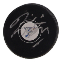 Jim Montgomery Signed Blues Logo Hockey Puck (JSA) at PristineAuction.com