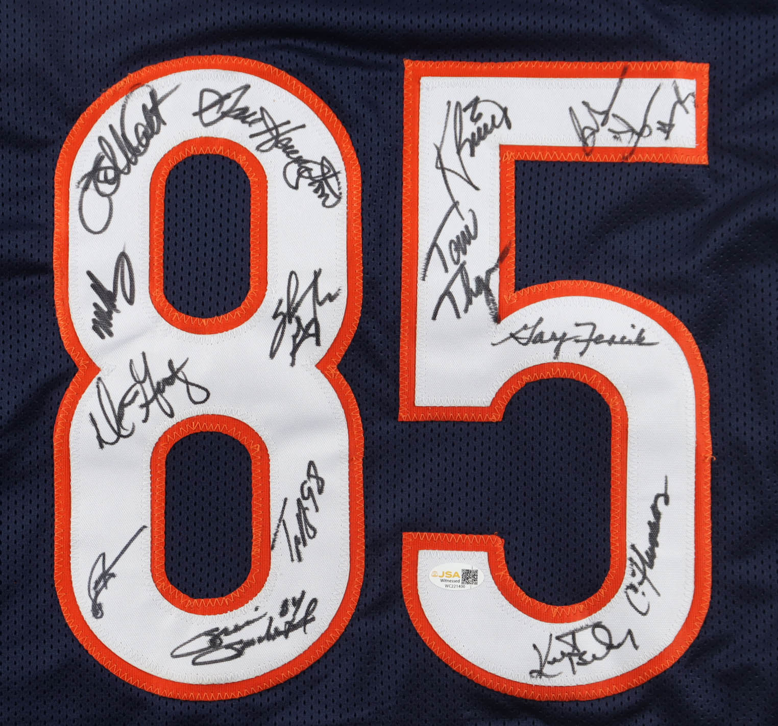1985 Bears World Champions Highlights Jersey Team-Signed by (14) with Mike Singletary, Willlie Gault, Shaun Gayle, Stefan Humphries (JSA) at PristineAuction.com 1985 Bears World Champions Highlights Jersey Team-Signed by (14) with Mike Singletary, Willlie Gault, Shaun Gayle, Stefan Humphries (JSA) at PristineAuction.com